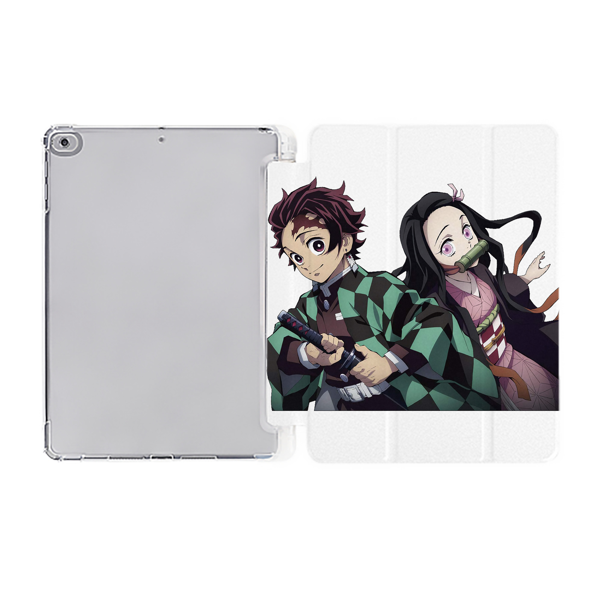 （画像用） 鬼滅の刃（きめつのやいば）竈門 禰󠄀豆子／かまど ねずこ Kamado Nezuko IPad ケース ペン収納付き 三つ折りスタンド PUレザー×シリコン 対応機種9.5/10.5/10.9インチ
